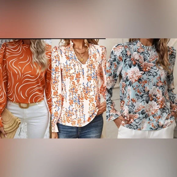 BUNDLE DEAL with 3 Blouses: Women’s long sleeve gorgeous Blouses, all SZ XL - Picture 2 of 6